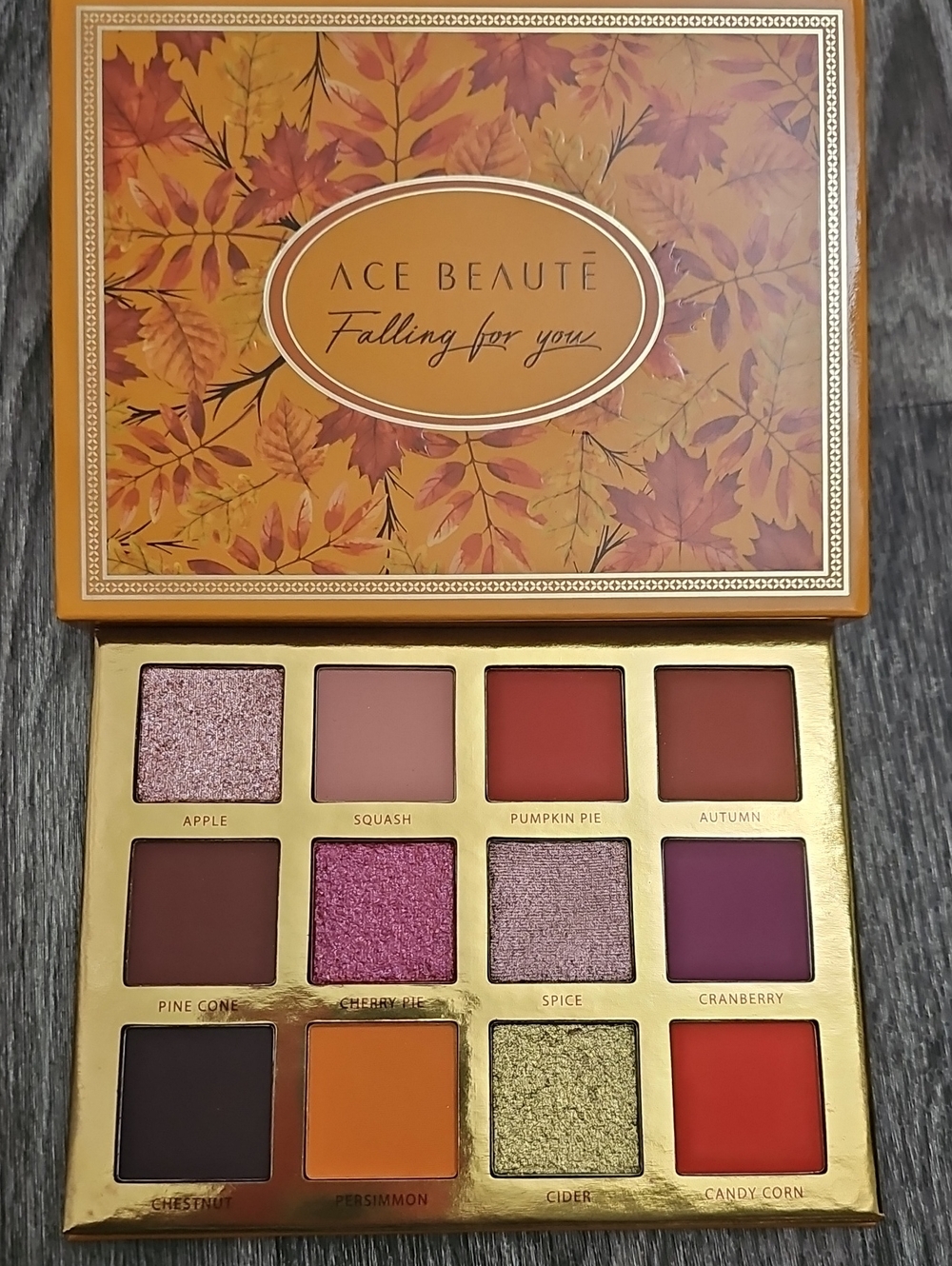 Ace Beauté Falling For You Eyeshadow Palette — Orange, Plum & Gold Tones
